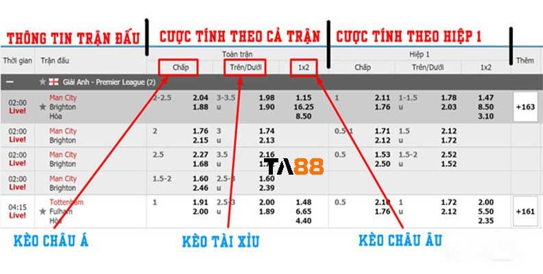 TA88 Tỷ lệ kèo là gì? Cách xem tỷ lệ kèo bóng đá như thế nào?